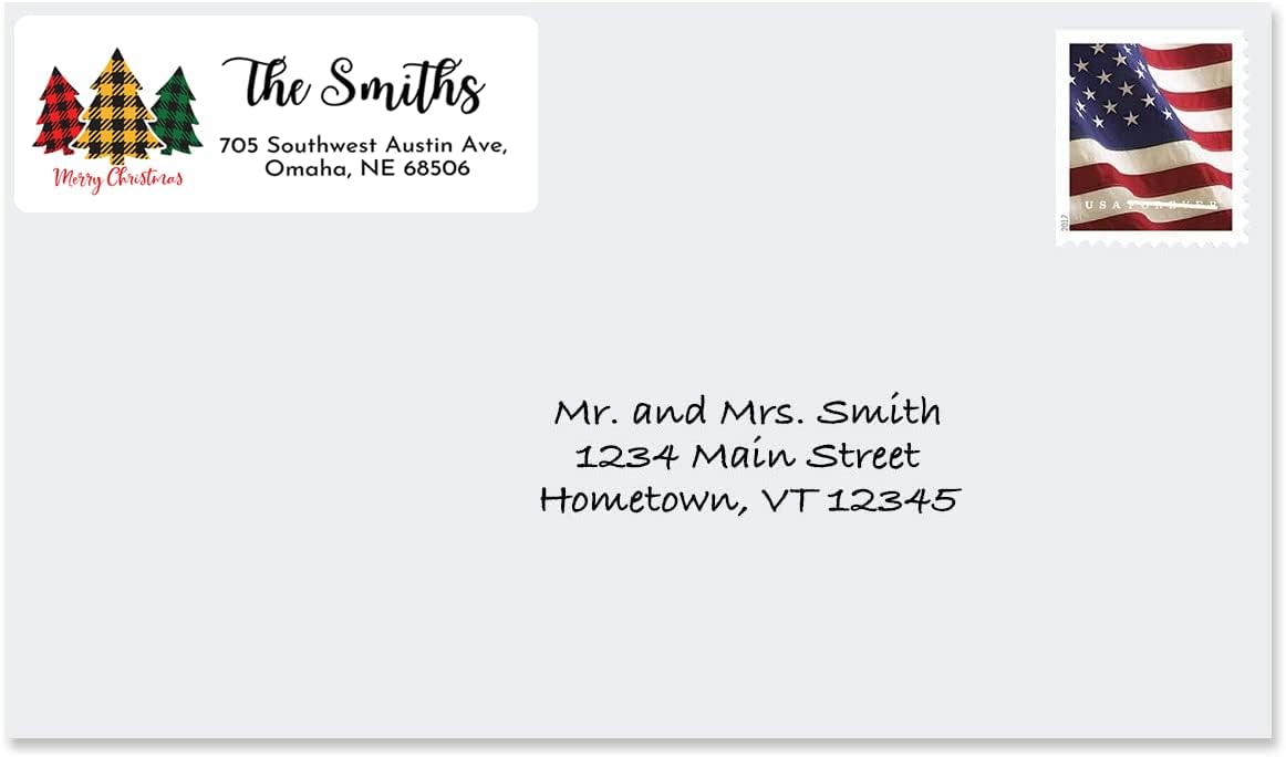 Personalized Christmas Return Address Labels - Custom Holiday Return Address Labels, Set of 120 Self Adhesive Mailing Rectangle Personalized Name Stickers (Pattern 4)