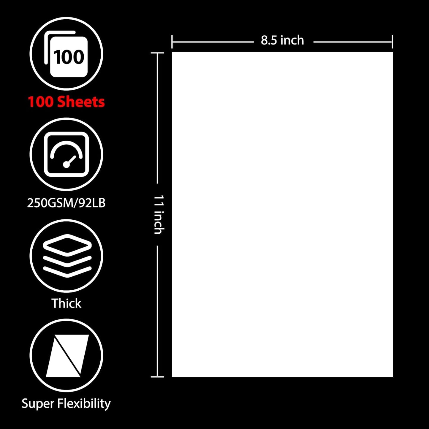 OcePor 100 Sheets White Cardstock 8.5” x 11”, 92lb/250gsm Card Stock, Thick Card Stock Paper, Heavy Cardstock Paper for Printer, Resume, Scrapbooks, Art, Crafts, Business Cards