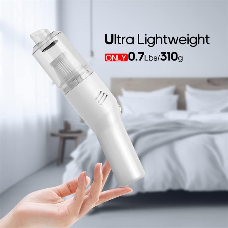Wireless Mini Car Vacuum Cleaner(400g) Portable Rechargeable,Handheld Vacuums, Mini but Mighty Dust Busters Cordless Rechargeable,Hand Held Vac for Car/Desk V06/white