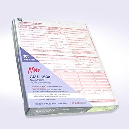 NextDayLabels - CMS 1500 / HCFA 1500 Insurance Claim Forms - Laser/Ink-Jet Compatible (New Version 02/12) Letter Size 8-12" x 11", 100 Sheets Per Pack