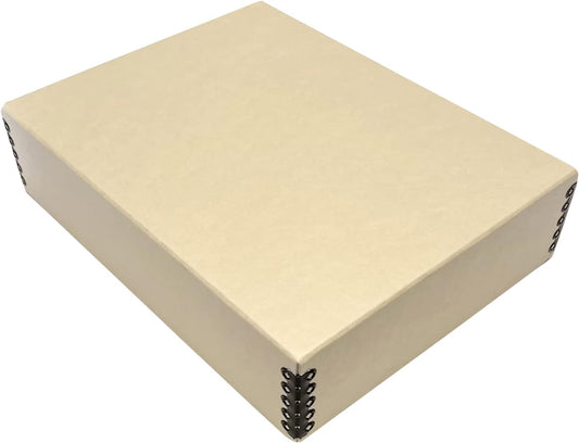 Golden State Art, Archival Storage Box, Acid-Free Drop Front Museum Box with Metal Edge for Storing Artwork Photos Documents Prints Arts And Crafts (Tan-9.75x12.75x 3 Inches)