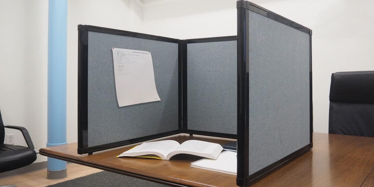 Versare Folding Tabletop Display | 3-Panel Partition | Lightweight Portable Workspace Divider | Royal Blue 99" x 24"