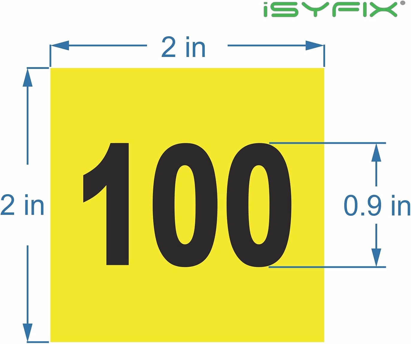 iSYFIX Yellow Consecutive Number Stickers – 1 to 100, 2-inch, 1 Set – Vinyl Self Adhesive Premium Decal, Ideal for Inventory, Storage, Organizing, Boxes, Toolbox, Lockers & More, Indoor/Outdoor
