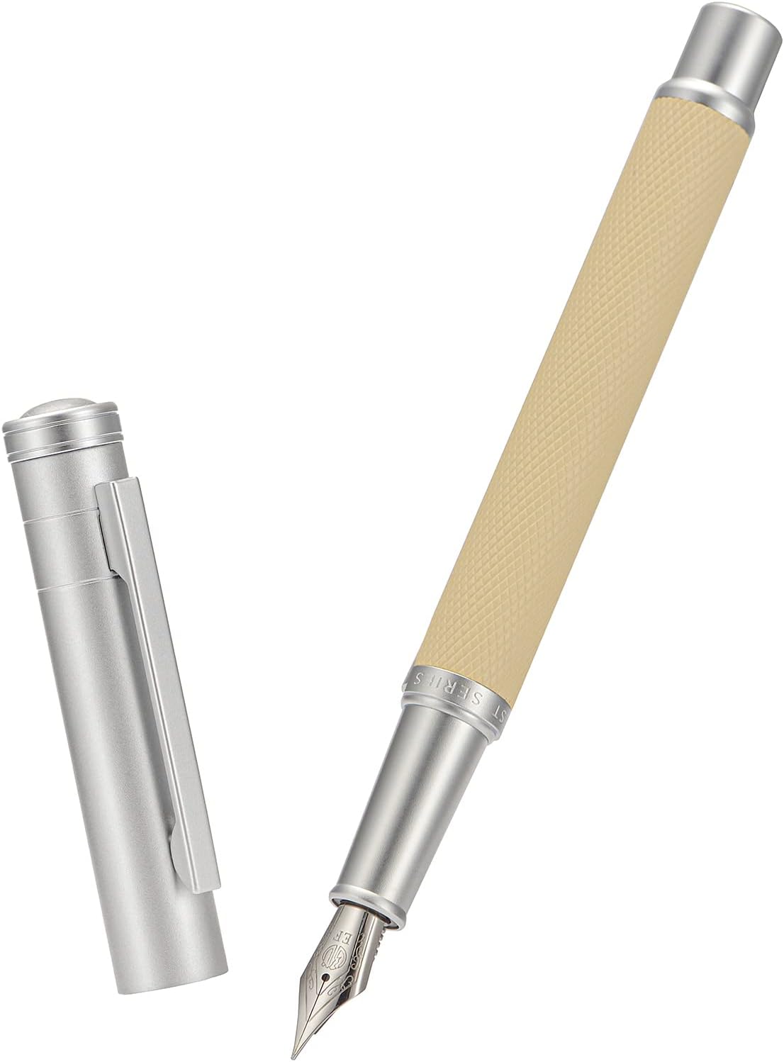 Silver Birch Forest Aluminum Fountain Pen Extra Fine Nib with Converter and Metal Case Set By Asvine