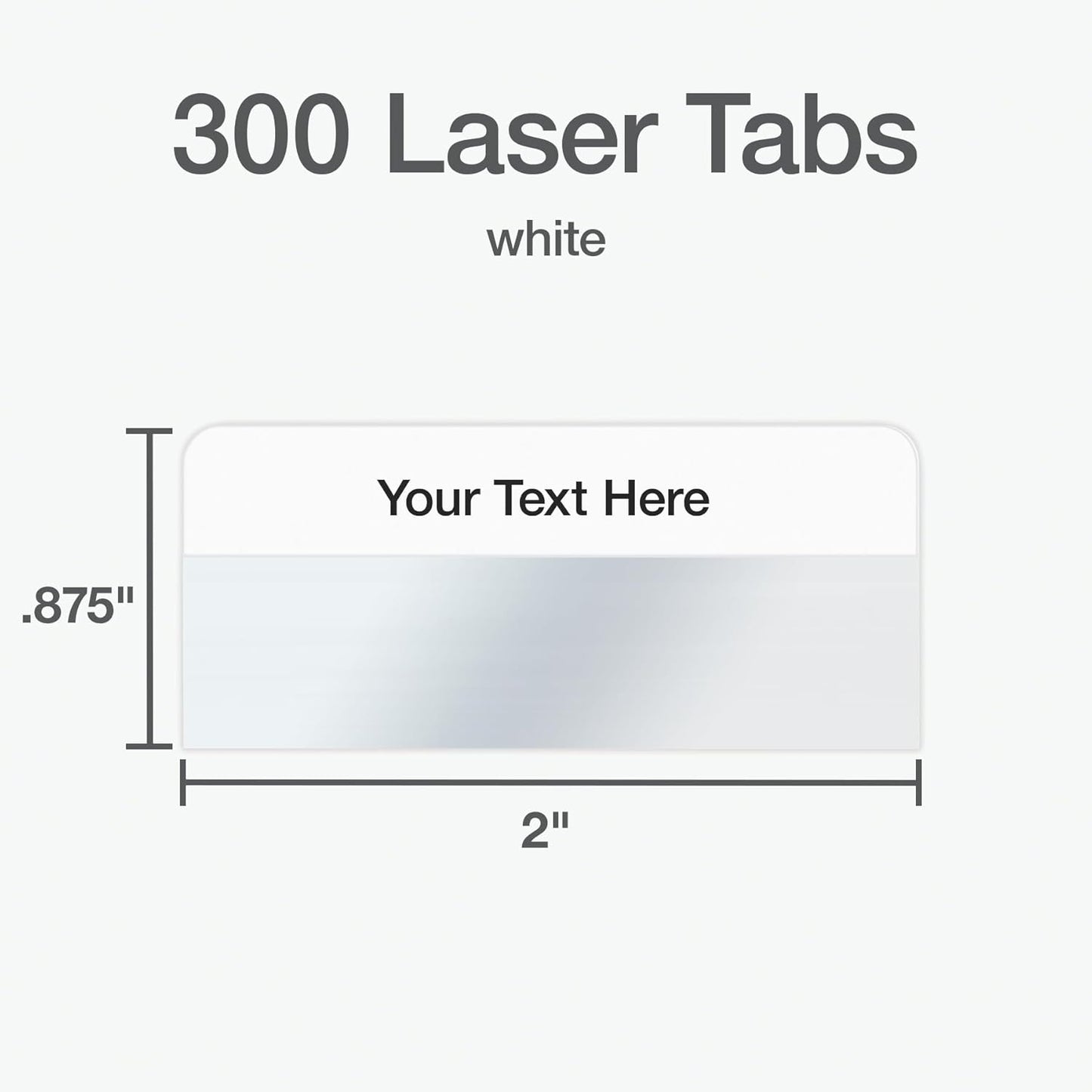 Redi-Tag Laser Printable Tabs, Permanent Index Tabs, Customizable Adhesive Labels, White, 2" x 0.875", 300 Per Pack (B39170)