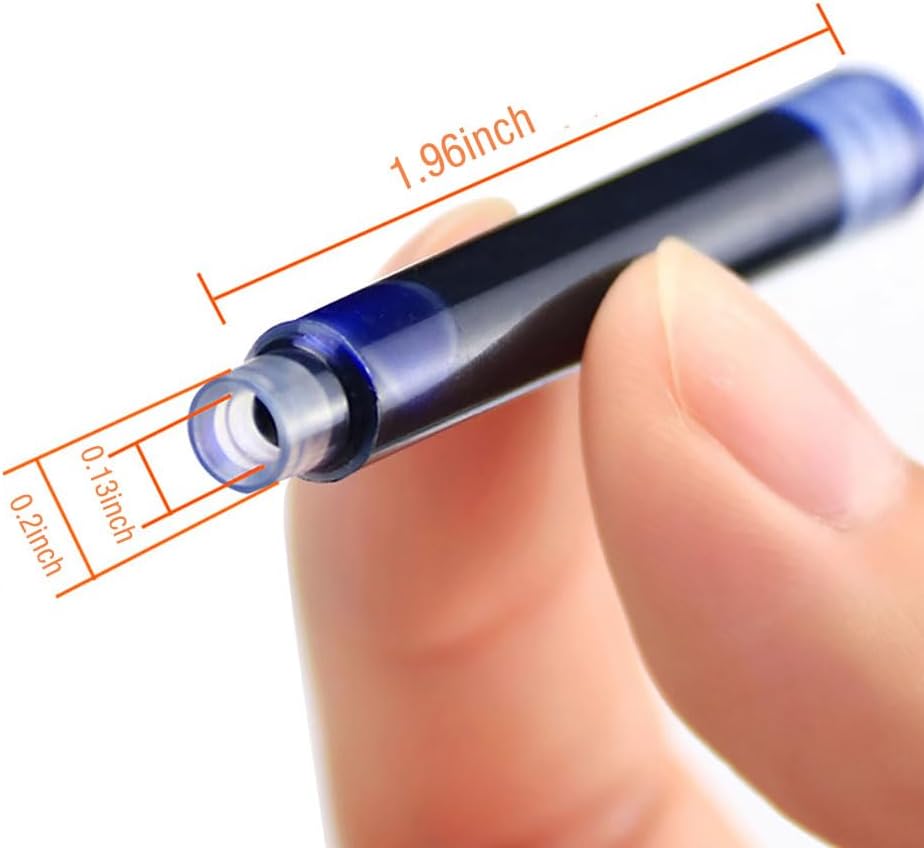 Blue/Black Pen Ink Cartridge Fountain Pen Cartridges Refillable Fountain Pen Cartridge, 3.4 mm Bore Diameter (Erasable Blue Black)