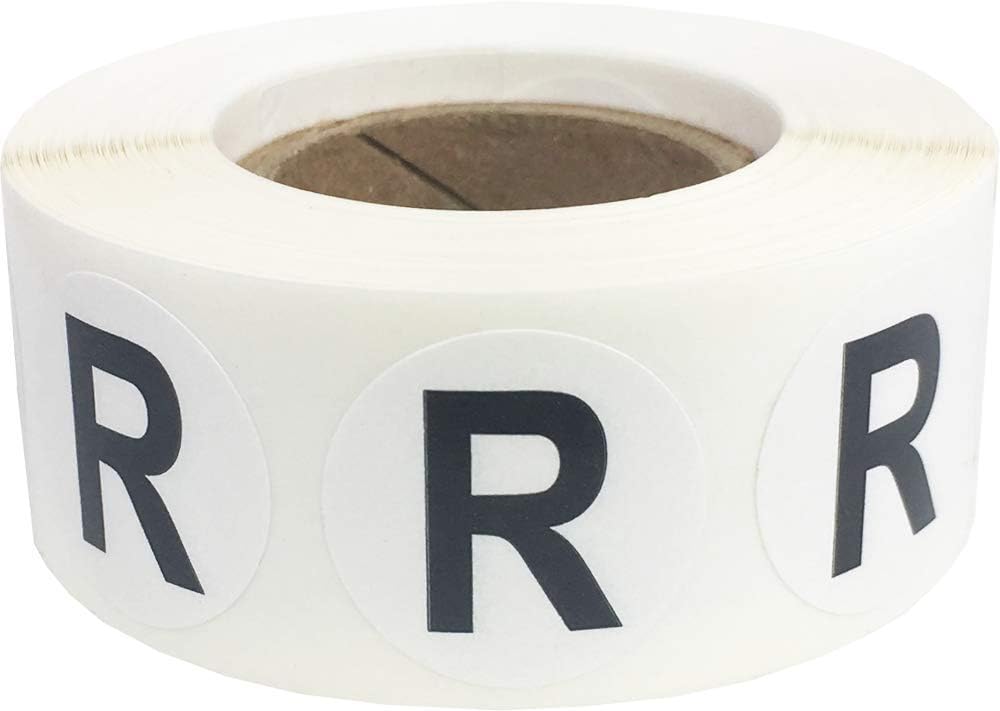 Letter R Inventory Labels .75 Inch Round Circle Dots 500 Adhesive Stickers