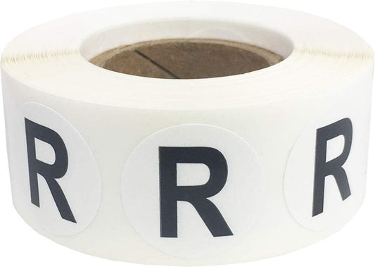 Letter R Inventory Labels .75 Inch Round Circle Dots 500 Adhesive Stickers