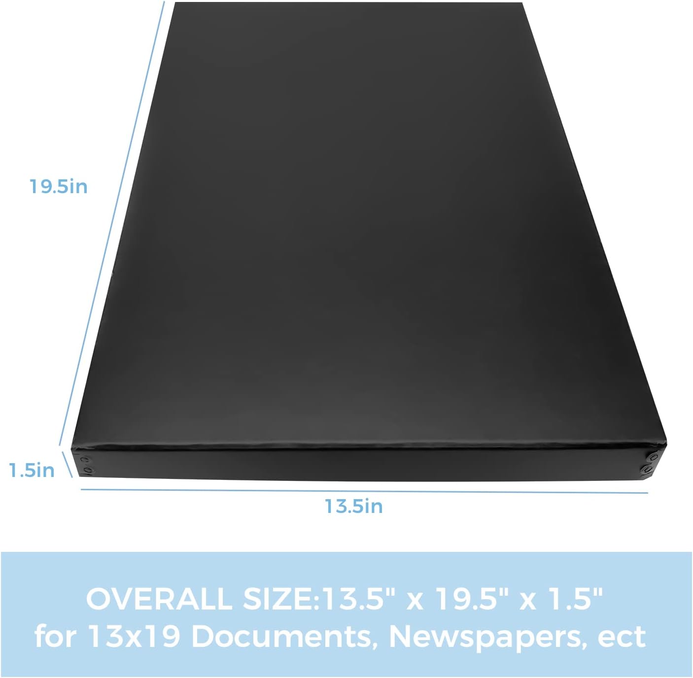 Lineco Museum Archival Storage Box, 13.75x19.75x1.5 in. Drop Front Design. Acid-Free with Metal Edge. Organize Photos, Pictures, Prints, Documents, Crafts, DIY. Black, 2 Pack