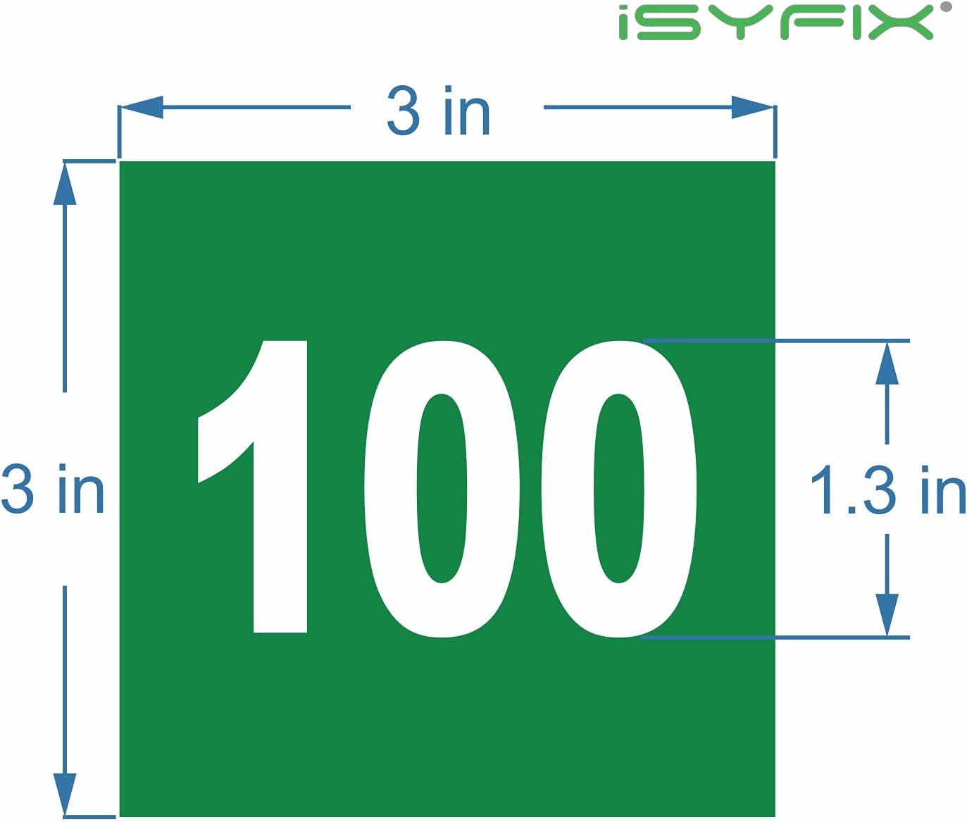 iSYFIX Green Consecutive Number Stickers – 1 to 100, 3-inch, 1 Set – Vinyl Self Adhesive Premium Decal, Ideal for Inventory, Storage, Organizing, Boxes, Bins, Toolbox, Lockers & More, Indoor/Outdoor