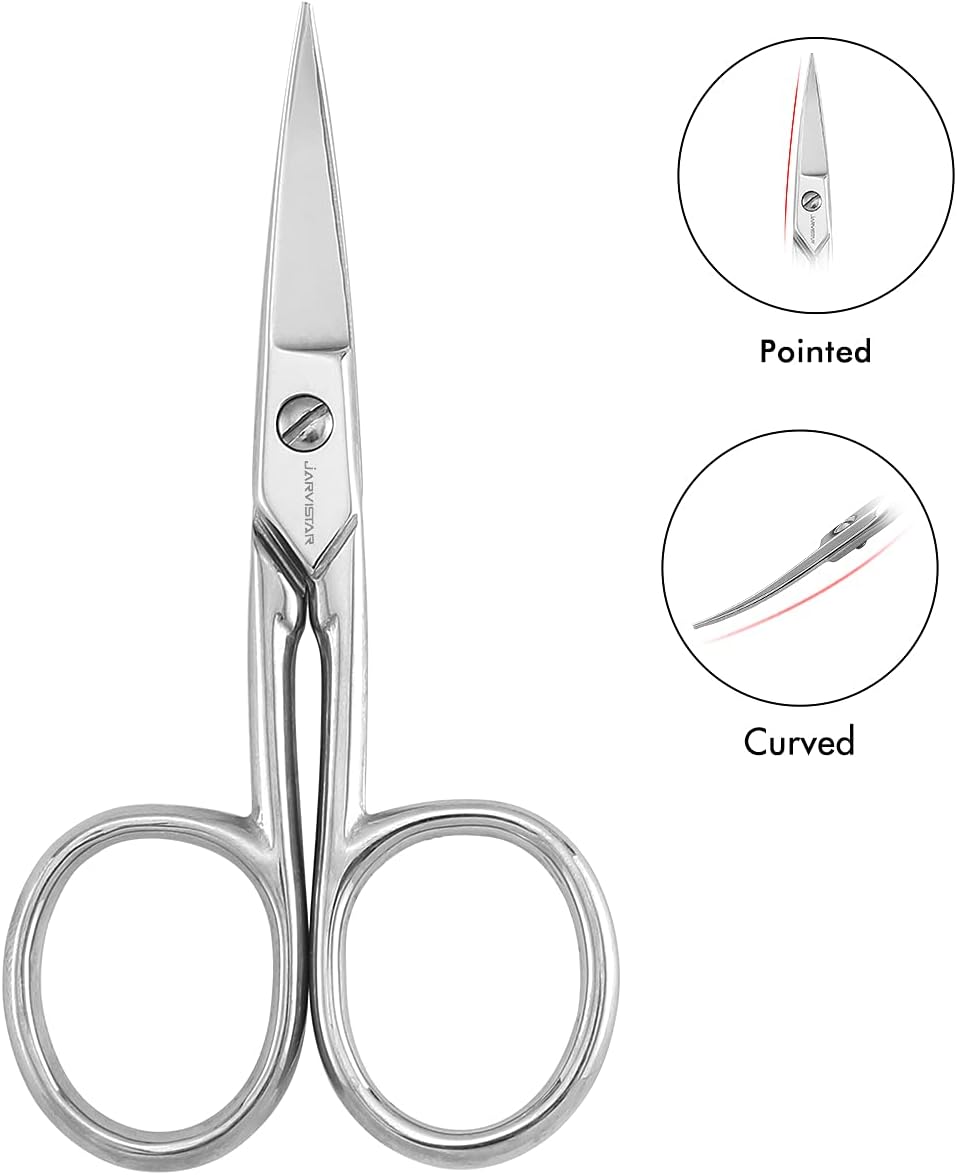 JARVISTAR Small Embroidery Curved Scissors, 4” Forged Stainless Steel Detail Craft Yarn Scissors, Pointed Tip Sharp Metal Precision Little Scissors for Fabric Sewing Needle Work, DIY craft