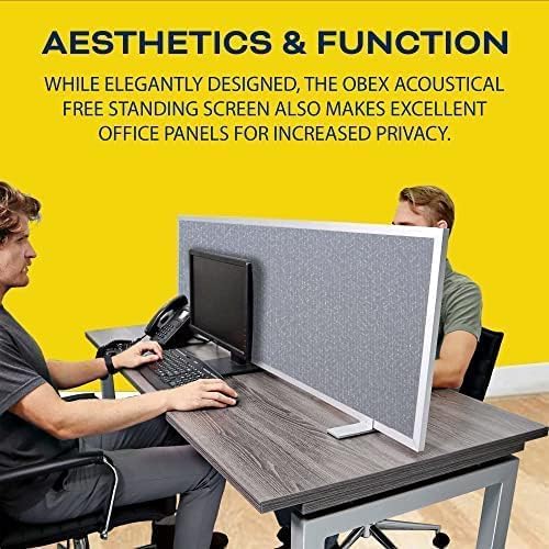 OBEX Acoustical Free Standing Privacy Screen, Cubicle Accessories Desk Privacy Panel, Desk Dividers for Office, Office Furniture Partitions Portable Sound Proof Dividers, 12" x 30", Twilight