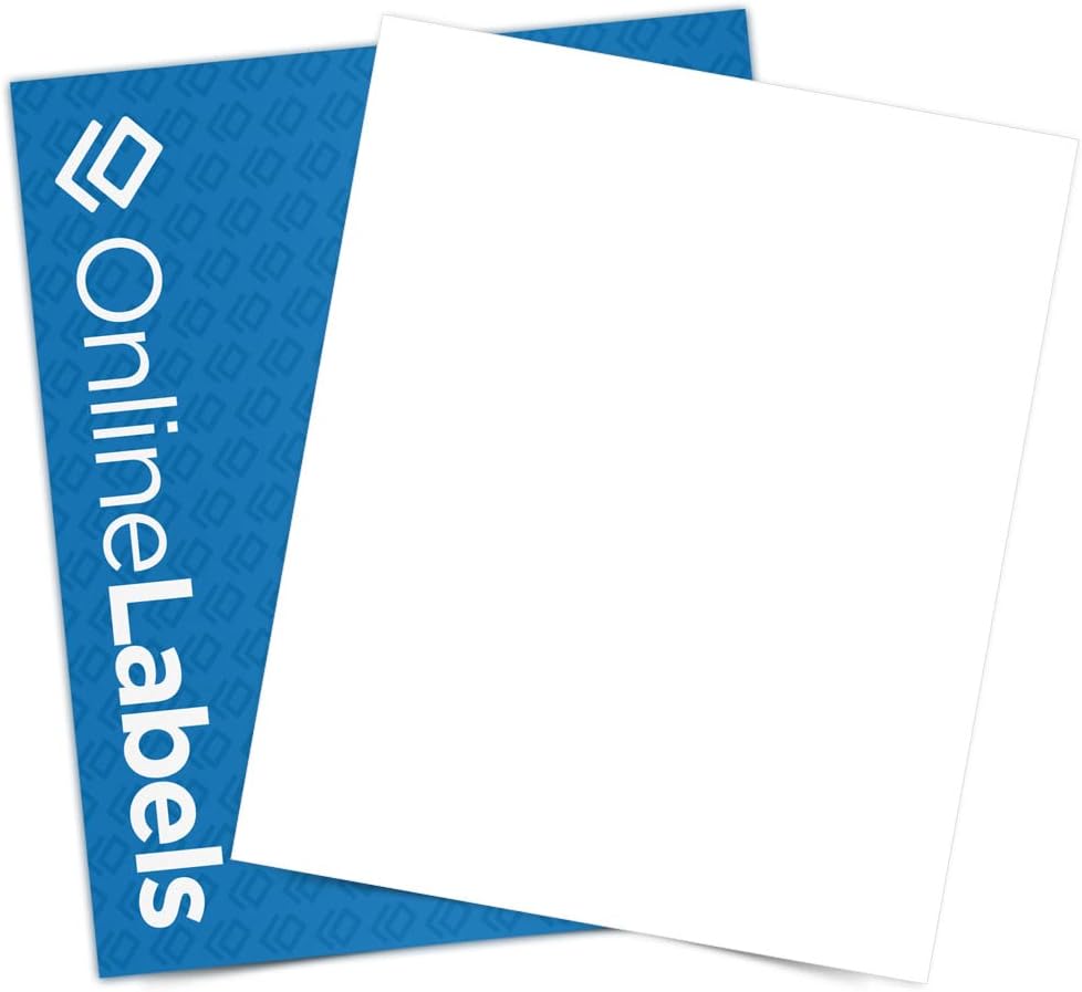 Waterproof Sticker Paper, 500 Sheets, White Matte Vinyl-Like Film, 8.5" x 11" Full Sheet Label, Works with Inkjet Printers Only, Compatible Electronic Cutting Machines, OL177WJ, OnlineLabels