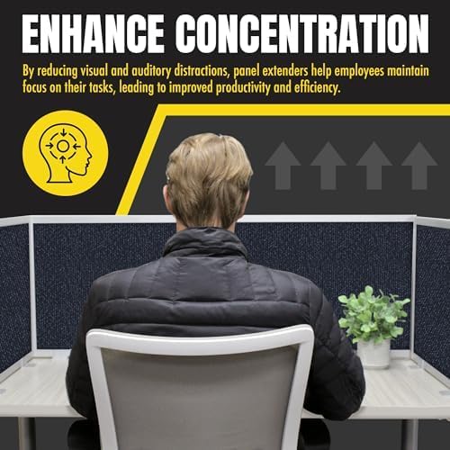 OBEX Acoustic Mounted Screen Privacy Panel Table Top Separator, Sound Blocking Desk Divider (Slate, 18" X 36")