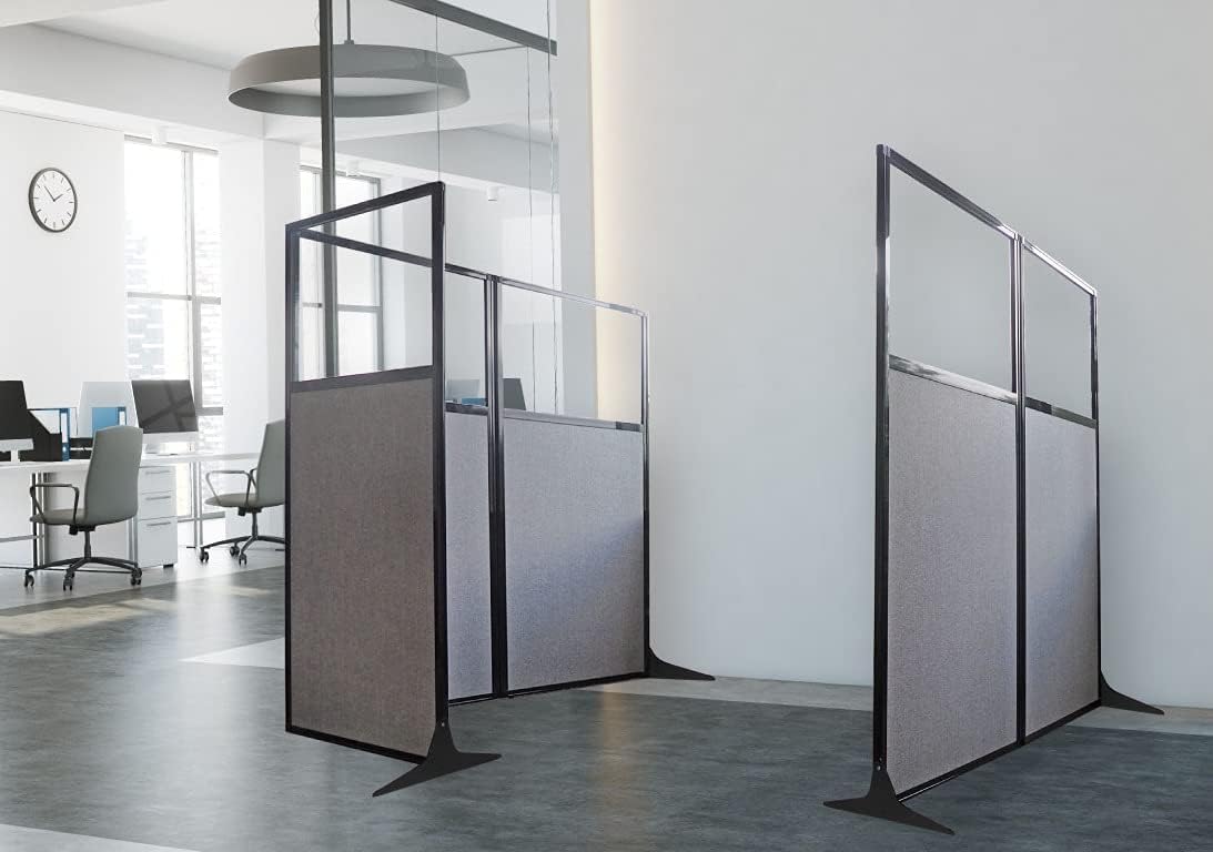 Versare Workstation Partition | Portable Wall Divider | Modern Office Cubicle | Free Standing Privacy Screen | Flexible Work Space | 33" x 70" W/Window, Caribbean Fabric Panels