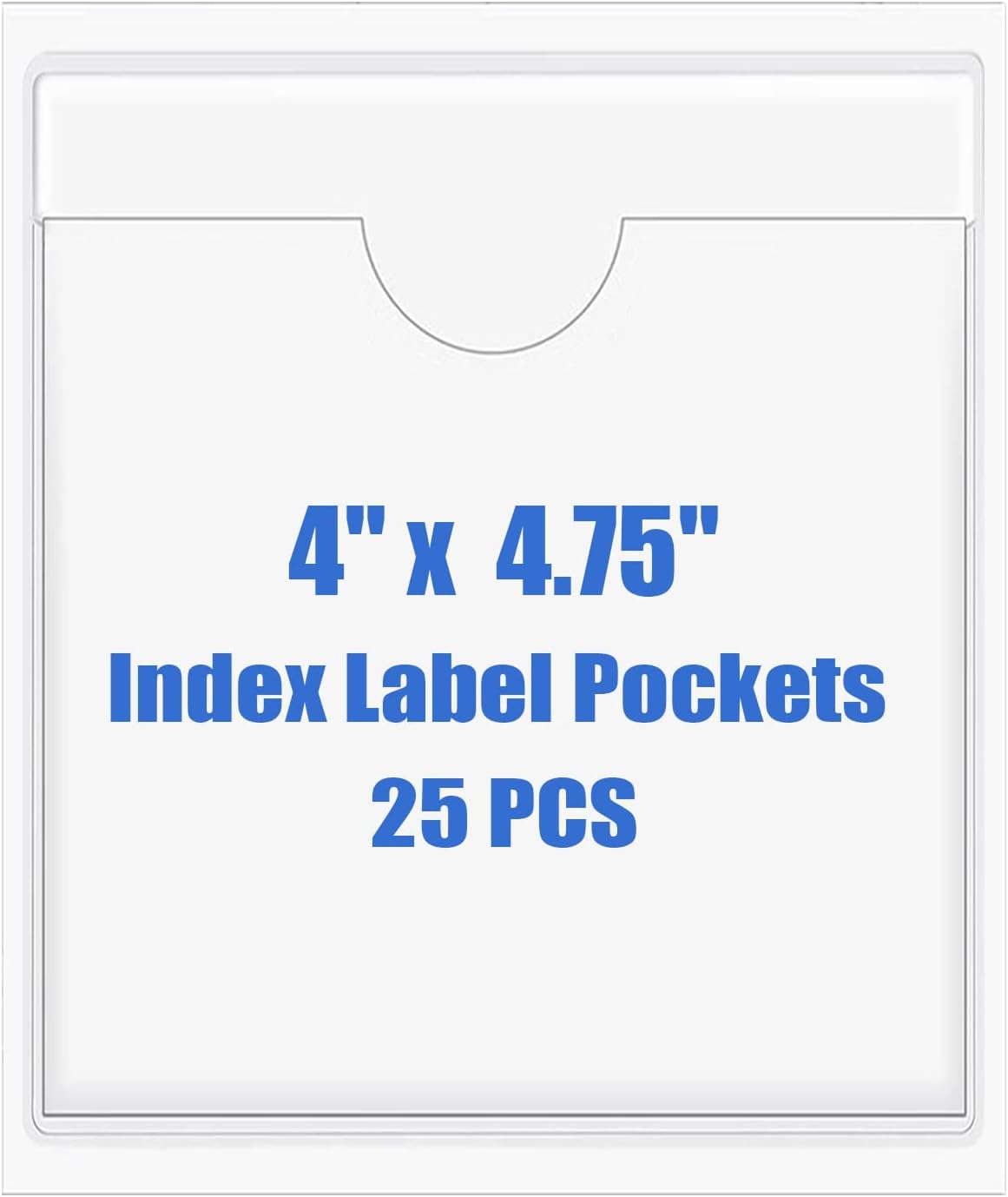 Origin-Joy 25 PCS Self-Adhesive Index Label Pockets, Clear Plastic Peel & Stick Card Holders with Top Open for Loading (4 x 4.75 inch)