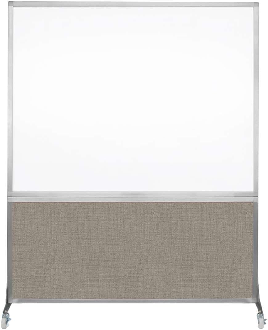 DivideWrite Mobile Whiteboard | Double Sided Dry Erase Board | Portable Office Cubicle Partition | Display for Classrooms, Conference Rooms, Meeting Areas and More | Warm Pebble 5' Wide x 6' Tall