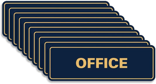 Signs ByLITA Standard Office Sign - Professional Business Signage - Easy to Install (Navy Blue/Gold) - Medium 10 Pack