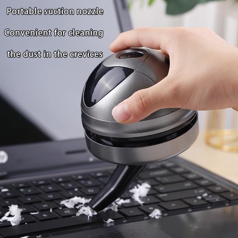 Desktop Vacuum Cleaner Mini,Cordless & Portable,Dust & Crumb Sweeper,Cute Cartoon Robot,USB Type C,Easy to Remove Dust/Hair/Pet Hair/Crumbs on Desktop/Table/Keyboard/Sofa and etc,Lightweight Design