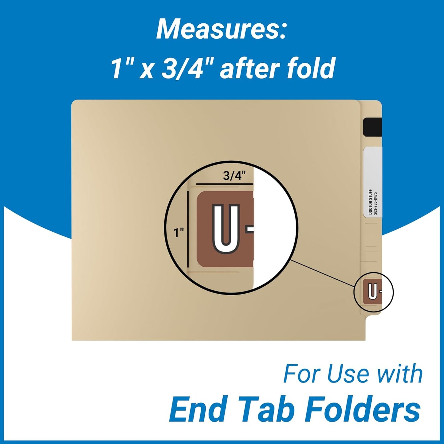 Doctor Stuff - File Folder Labels, Alphabet Letter U, Barkley/Sycom FABKM - BRAM Series Compatible Alpha Stickers, Brown, 1" x 1-1/2", 126 Labels/Package
