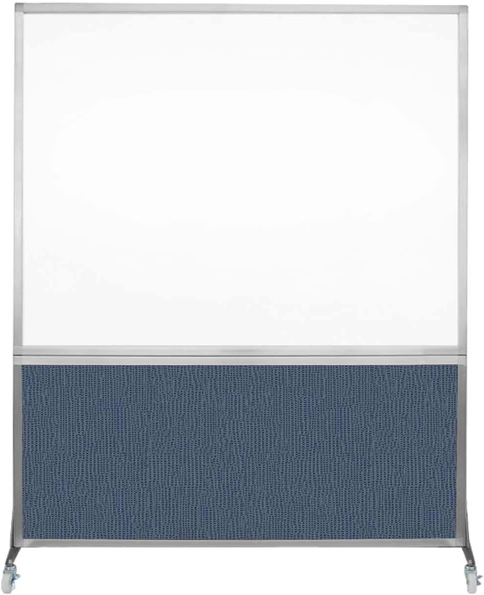 DivideWrite Mobile Whiteboard | Double Sided Dry Erase Board | Portable Office Cubicle Partition | Display for Classrooms, Conference Rooms, Meeting Areas and More | Ocean Fabric 5' Wide X 6' Tall