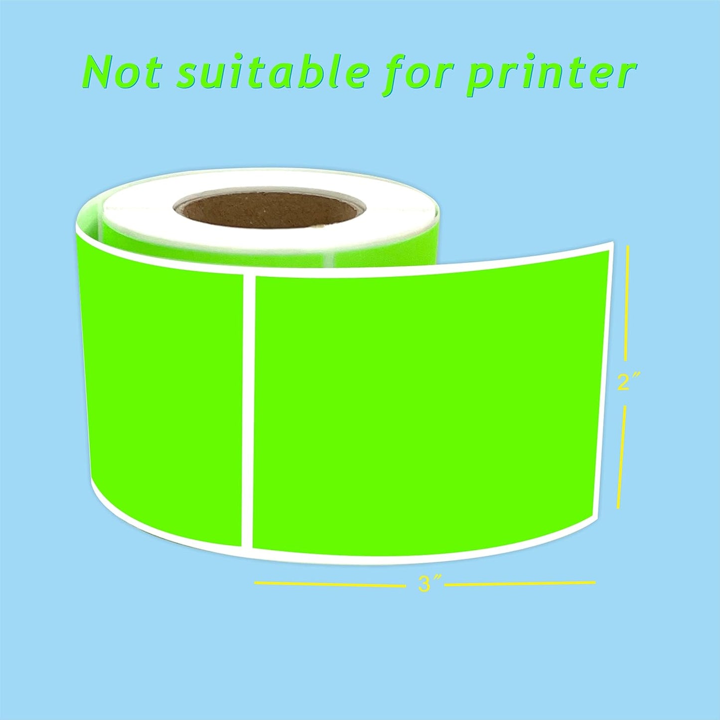 PARLAIM 3" x 2" Adhesive Color Cod Stickers,250 per Dispenser Box Roll Square Label Inventory Stickers (Fluorescent Green)
