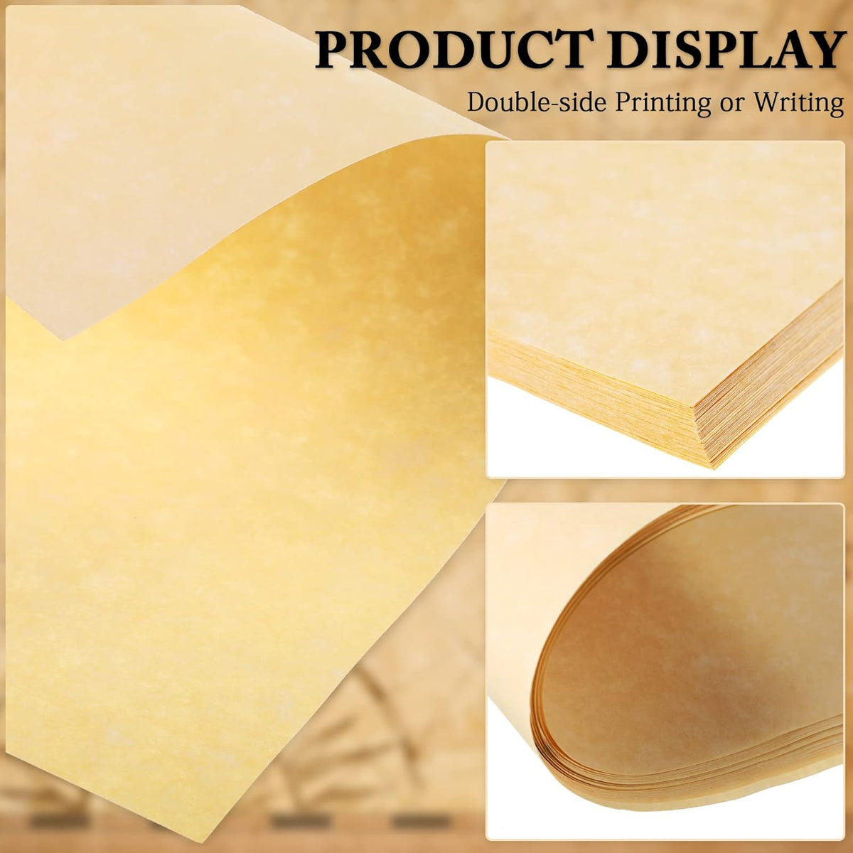 Epakh 150 Pcs Old Age Parchment Paper 8.5 x 11 Inch Standard Letter Vintage Colored Old Parchment Semblance Double Side Printing Paper (Light Beige)