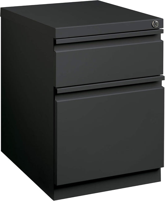 20 Inch Deep Metal 2 Drawer Box-File with Full Pull, for Home and Office, Holds Letter Width Hanging Folders Mobile Pedestal, Charcoal