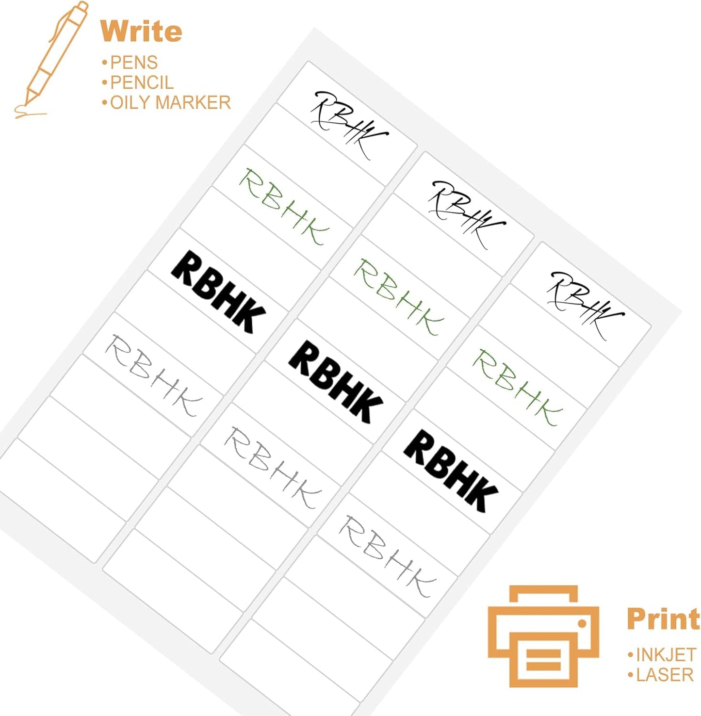 RBHK 1" x 2-5/8" Label Sticker Paper for Laser/Inkjet Printer, 8.5"×11" Address Mailing Labels, Matte White, 30 per Page [500 Sheets, 15000 Labels]