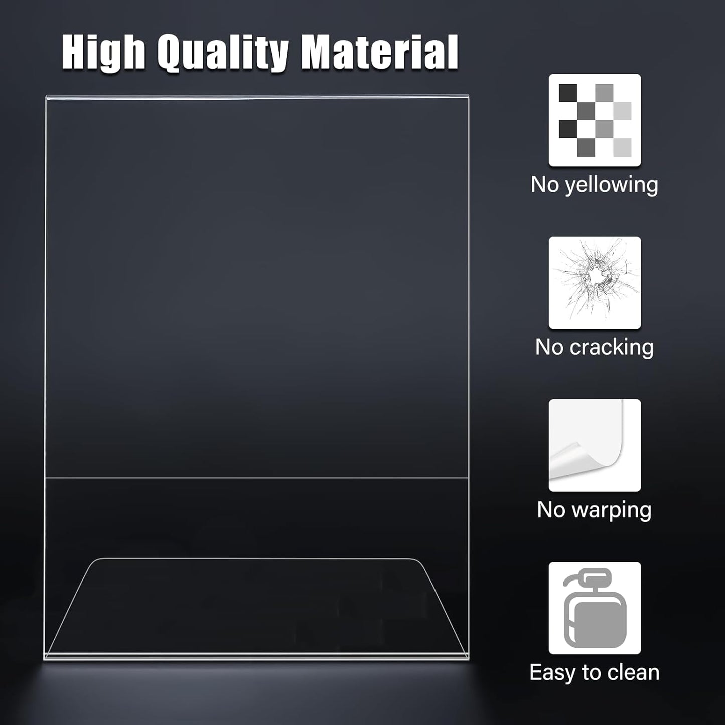 12pack 8.5x11 Acrylic, L Shape Clear Plastic, Menu Holder, Unbreakable Table Sign Holder for Restaurant, Office, School, Store and Home Use