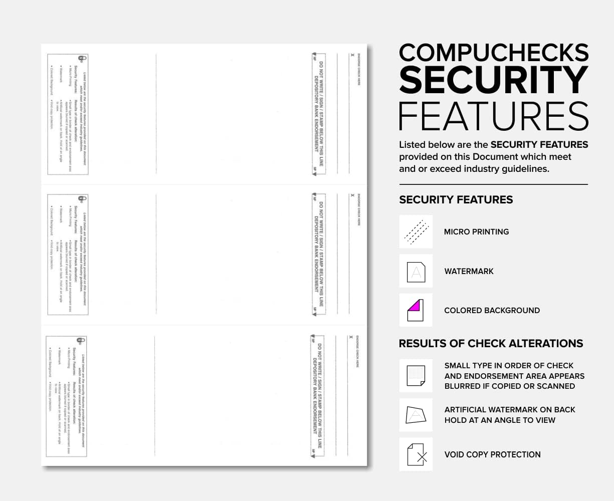 Business Voucher Check Stock - Computer Laser Checks - 3 Checks Per Page, 500 Sheets/1500 Checks, Burgundy Diamond