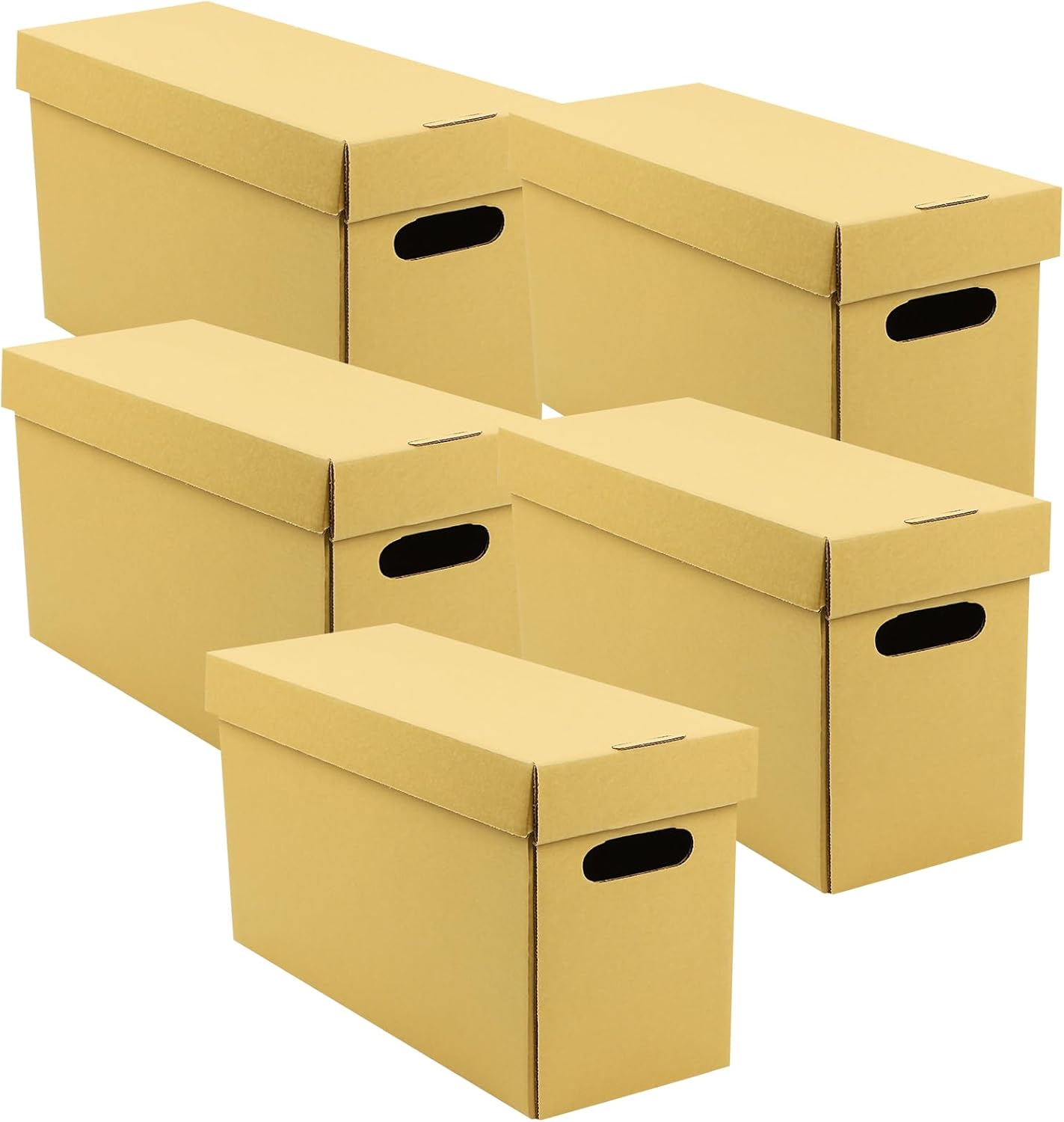 Lineco Archival Record Storage Cartons, Ready-To-Assemble Filing Boxes for Organizing and Storing Documents, Prints, or Photos. Acid-Free, Buffered Corrugated Board, 6x15 x10in, Tan, Pack of 5