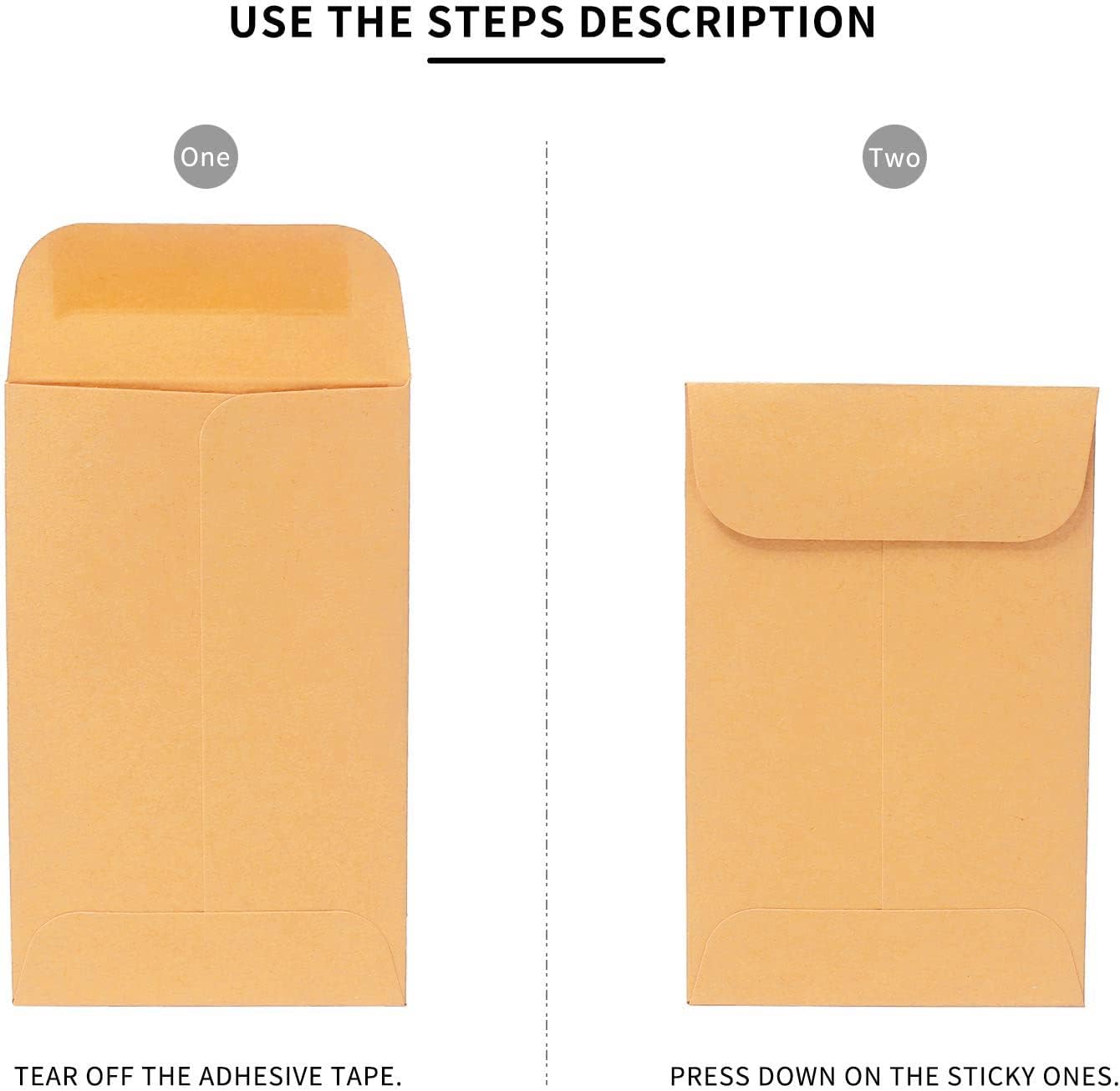 500 PCS #1 Coin Envelopes, 2-1/4” x 3-1/2” inches Brown Kraft Envelopes Classic Small Parts Envelopes with Self Adhesive Gummed Flap for Coins, Cash, Credit Cards, Seeds