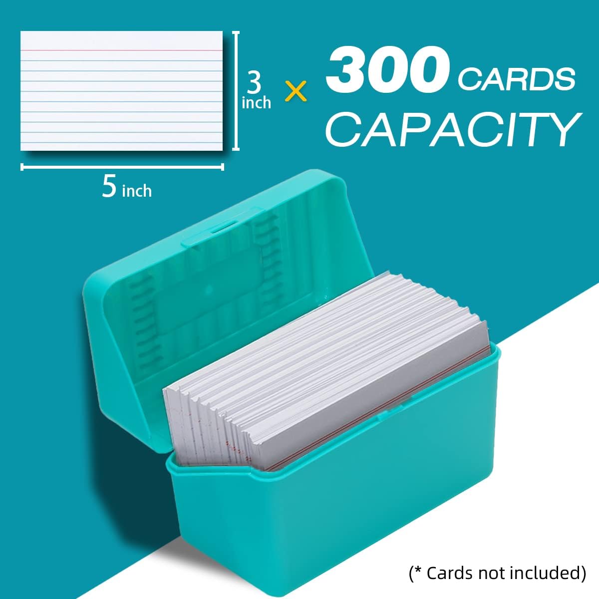 H4D Index Card Holder 3x5, Index Card Box Organizer Case, 3x5 Flash Note Card Holder, 3 Packs (Red/Green/Yellow)