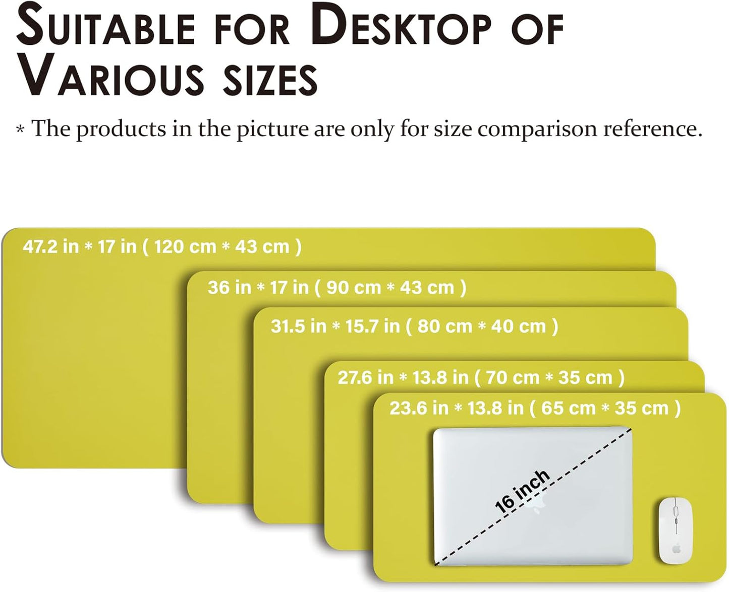 Large Desk Mat - 47.2"x 17" Non-Slip PU Desk Pad for Office and Home - Ideal for Large Mouse Pad and Desk Mats on Top of Desks(Lemon Yellow)
