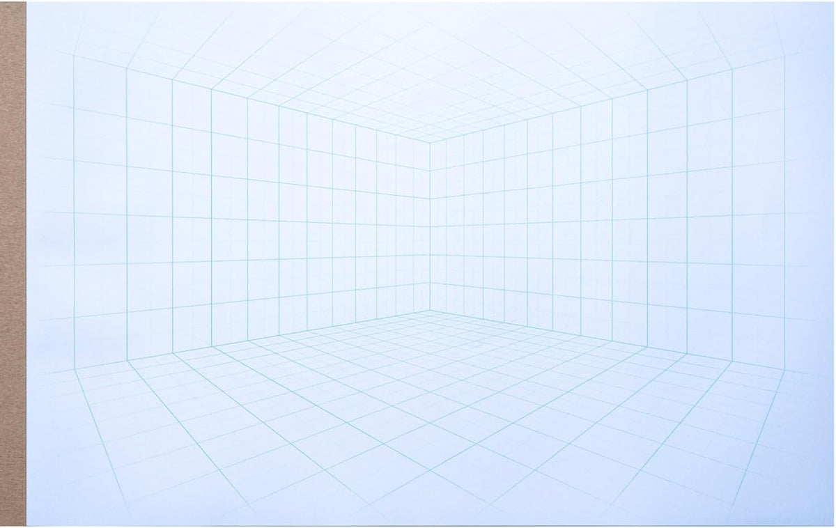 Koala Tools - 40-Page Drawing Pad for 2-Point Perspective, Room Grid Sketch Pad with 3D Virtual Walls Design, Gridded Graph Paper for Interior Room Design, Industrial, Architectural 11 x 17 inches
