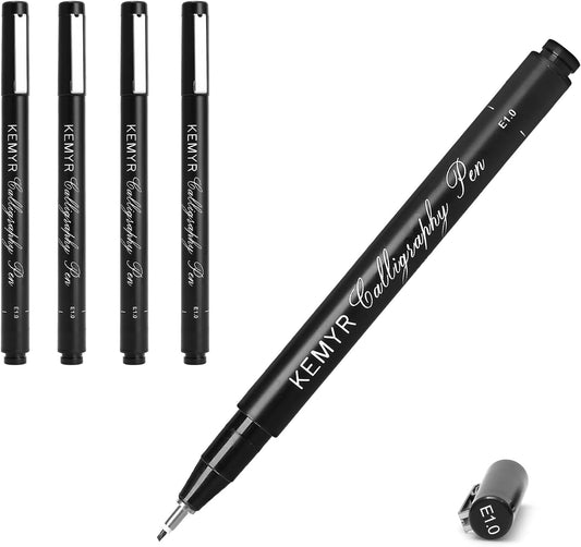 4 Micro Fine liner Drawing Art Pens Calligraphy Pens: E1.0 Size Black Art supplies Waterproof Archival Black Ink Markers For Artists,Use for Professional Watercolor,Sketching