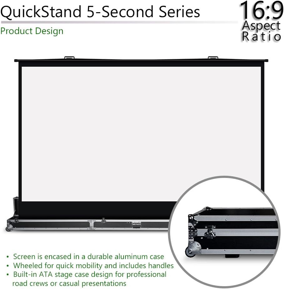 Elite Screens QuickStand 5-Second Series, 150-Inch 16:9, Manual Pull Up Projector Screen, Movie Home Theater 8K / 4K Ultra HD 3D Ready, QS150HD