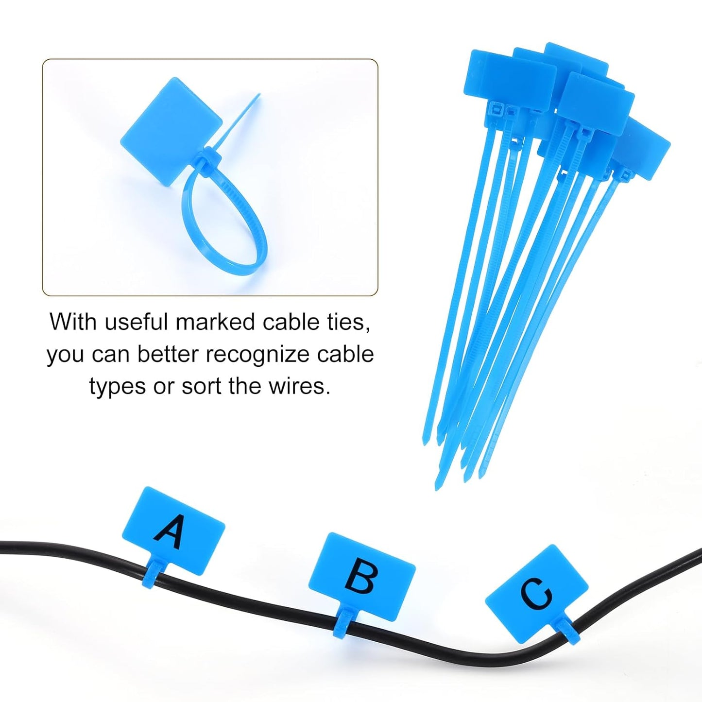 uxcell Desk Grommet, 1-9/16" (40mm) Zinc Alloy Cable Hole Cover Wire Cord Organizer with Marked Cable Ties for Home Office Desktop Wire, Silver Tone