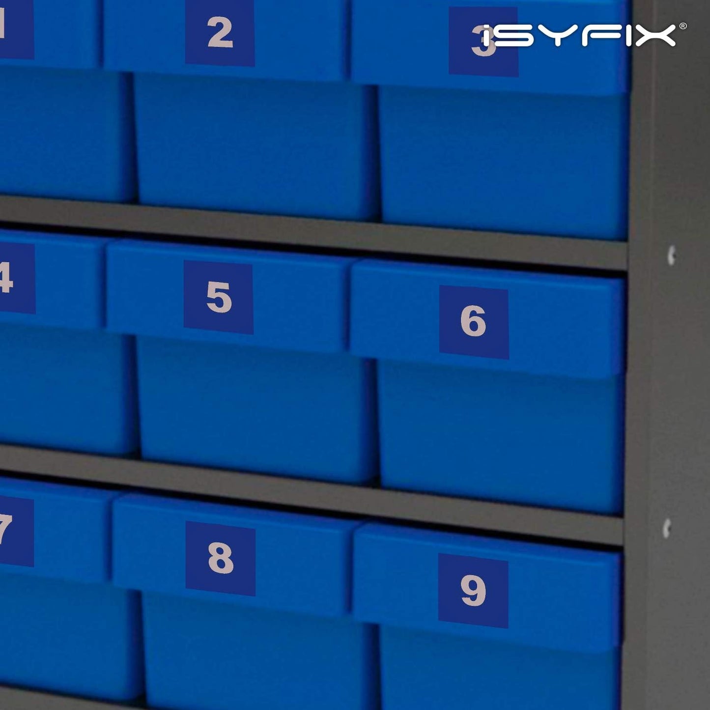 iSYFIX Blue Consecutive Number Stickers – 1 to 100, 1.5-inch, 1 set – Vinyl Self Adhesive Premium Decal, Ideal for Inventory, Storage, Organizing, Boxes, Bins, Toolbox, Lockers & More, Indoor/Outdoor