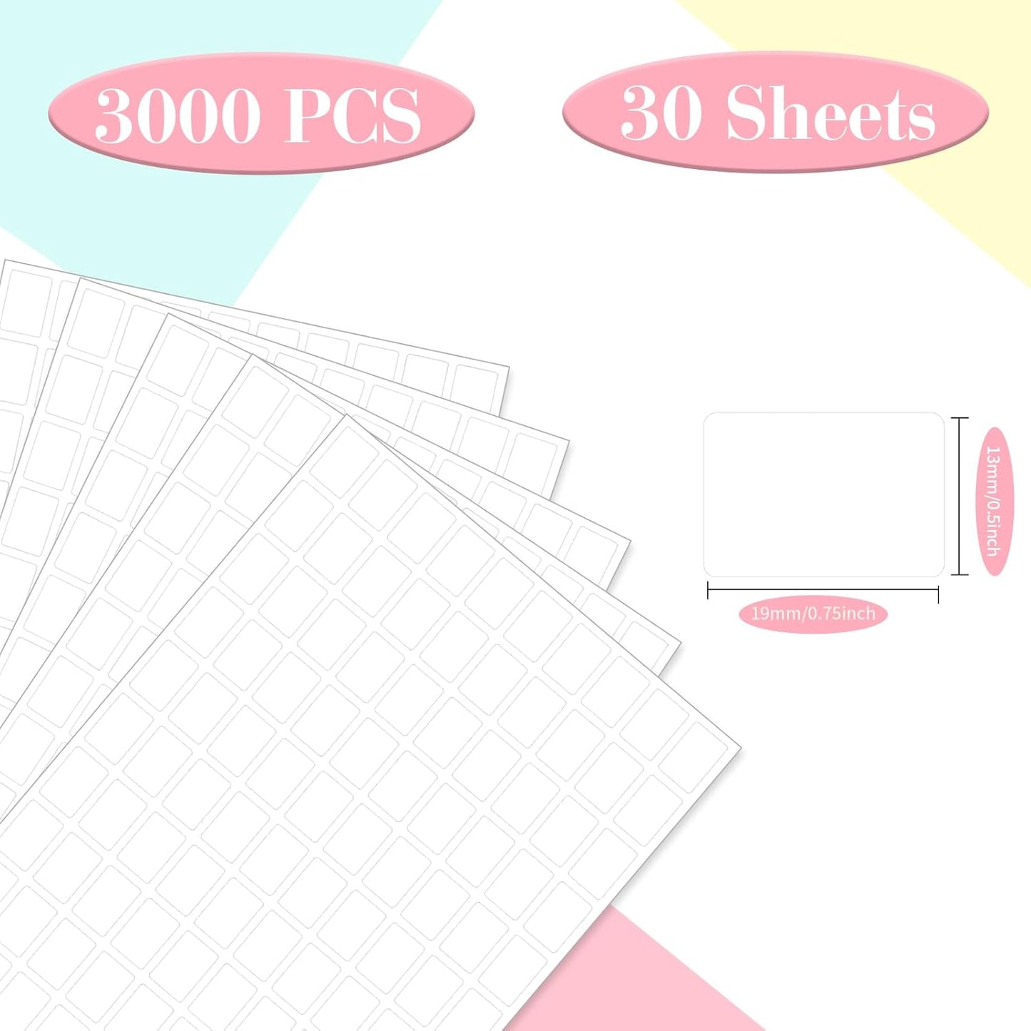 Starboling Color Coding Labels,3000 PCS 1/2" x 3/4" White Rectangular Label,for Garage Sale,Price Tags,File Folder Tabs