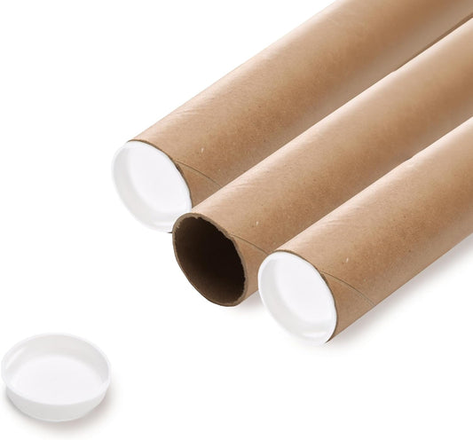 The Boxery Brown/Kraft Shipping, Storage, Posters, Arts, Crafts, Documents, Mailing Tubes 3 inch x 18 inch - 24 PACK, Made in the USA, Reusable and Recyclable