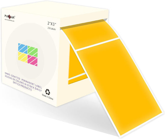 PARLAIM 3 X 2 Inch Rectangle Adhesive Color Coding Stickers,Square Colorful Inventory Stickers -250 Per Dispenser Box (Fluorescent Orange)
