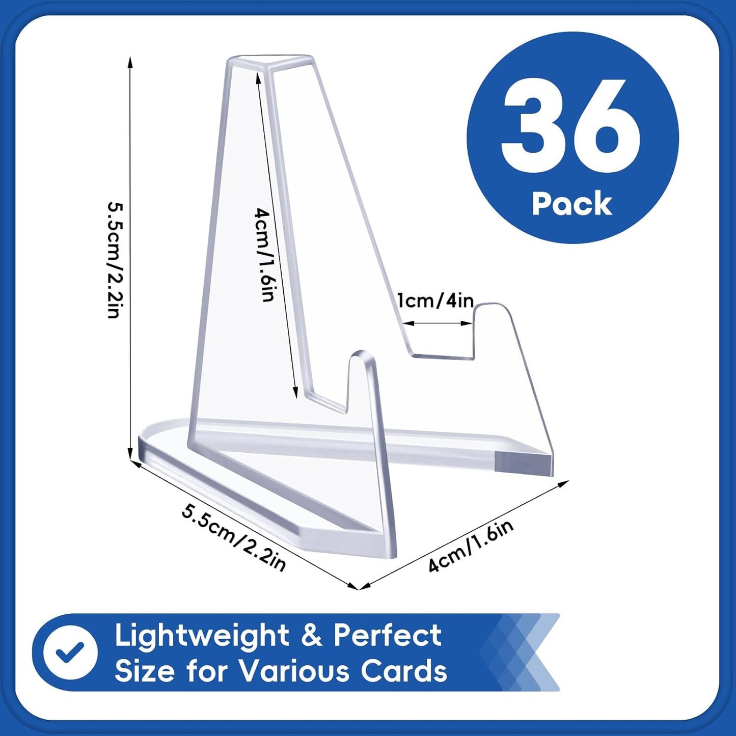 Acrylic Card Display Stands, 36 PCS Card Stands for Sports Cards, Clear Mini Easel Stand Holder for Challenge Coin Graded Card Sports Card PSA Card Baseball Card
