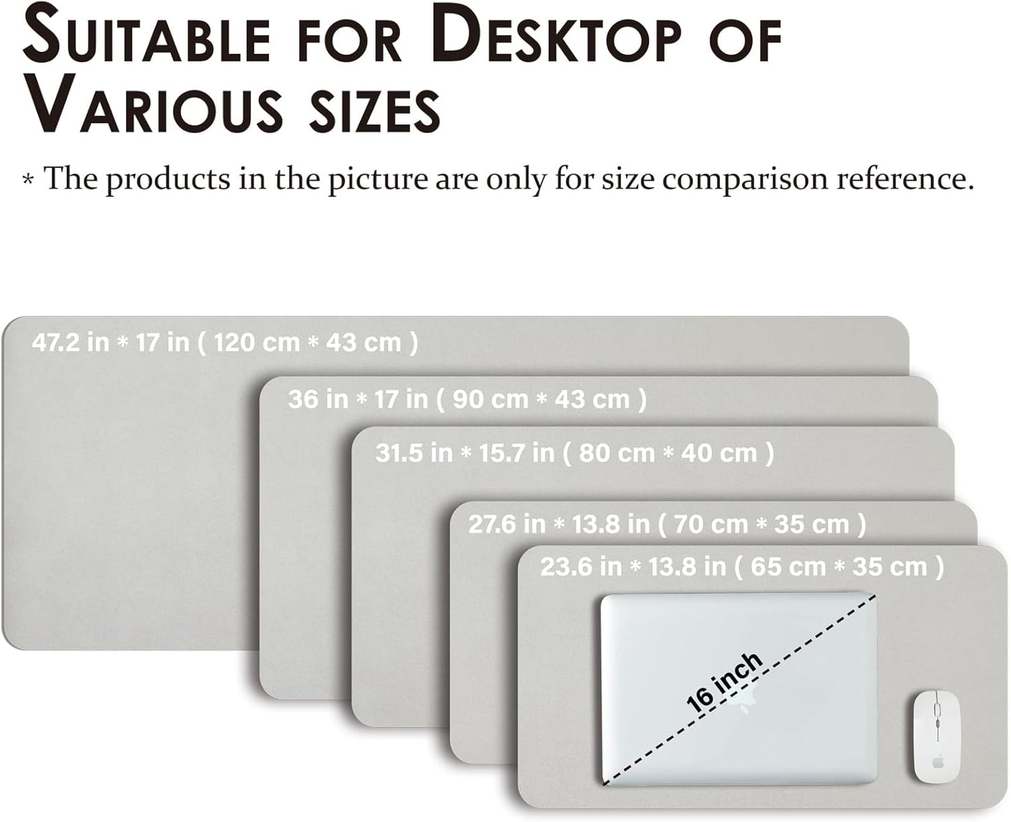 Leather Desk Mat - Non-Slip PU Desk Pad for Office and Home - Desk Organization and Accessories - Ideal for Large Mouse Pad and Desk Mats on Top of Desks (Silver,36"x 17")