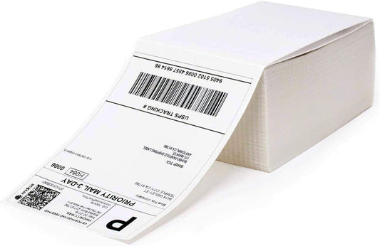 MFLABEL Fanfold 4" x 6" Direct Thermal Labels White Perforated Shipping Labels (4 Stacks)