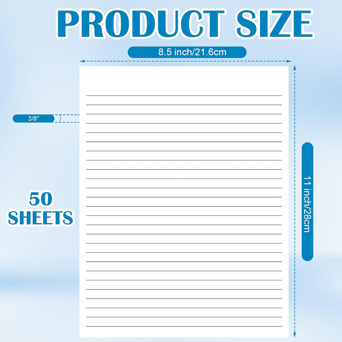 50 Sheets Handwriting Paper 8.5”x11” Narrow Ruled Spacing Raised Line Writing Paper Tactile Handwriting Paper Multi-Sensory Ruled Handwriting Tablet for 3rd Grade and Up