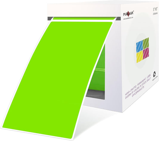 PARLAIM 5 x 3 inch Rectangle Color Coding Sticker Labels, Permanent Adhesive Writable 250pcs Color Code Inventory Label (Light Green)