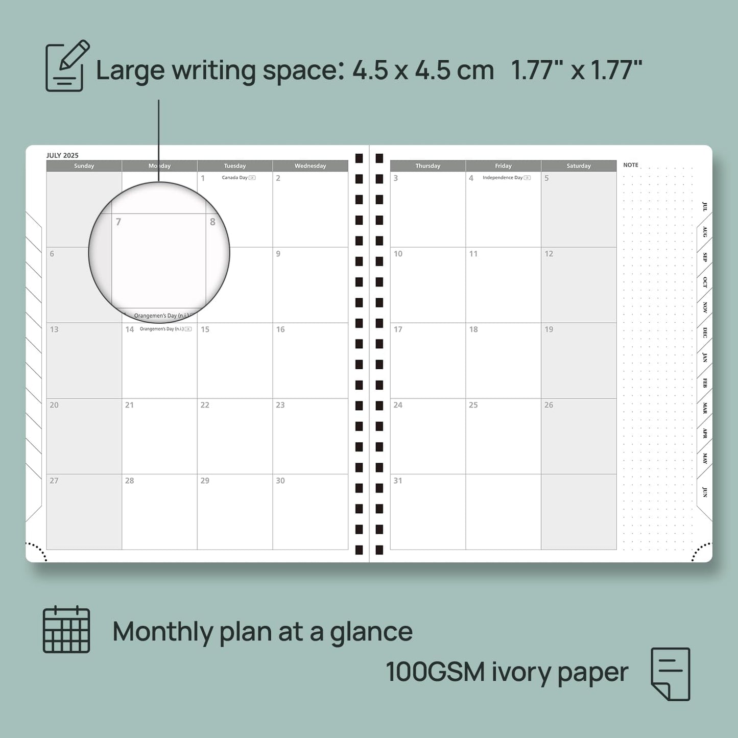 POPRUN Planner 2025-2026 Weekly Planner Notebook (Large 8.5''x 10.5'') Academic Calendar (JUL.25 - JUN.26) Appointment Book with Monthly Tabs, Spiral Soft Cover, Inner Pocket, 100 GSM - Royal Blue