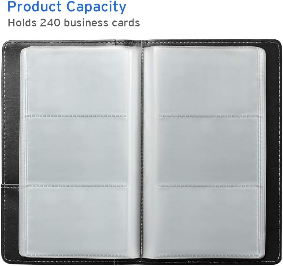 Sooez Leather Professional Business Card Book Holder Organizer, 240 Capacity Credit Card Booklet, PU Name Cards Holder Storage File for Men Women, Purple